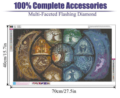 BOHADIY DIY 5D Diamond Painting Kits for Adults Diamond Art Large Size Tree of Life Abstract Tree Landscape Full Drill Crystal Rhinestone Embroidery Craft Kits for Home Wall Decor, 27.5X15.7 Inch