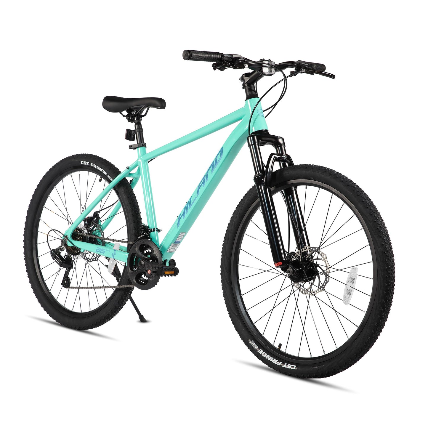 HH HILAND 27.5 Inch Mens and Womens Mountain Bike, 21 Speed Mountain Bicycle with Dual Disc Brake, Front Suspension Fork, High Carbon Steel Frame Urban Commuter Bike for Adults, Green