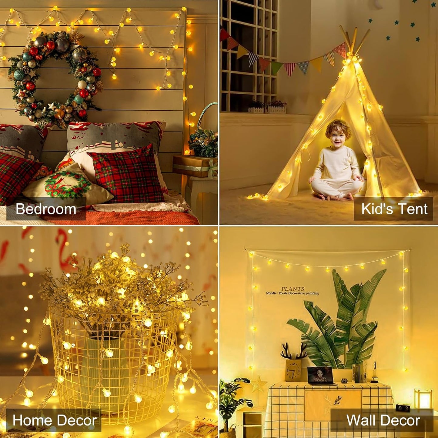 Minetom Globe String Lights - 33 Ft 100 LED Fairy Lights with Remote & 8 Modes | Warm White Decor for Patio, Garden, Wedding