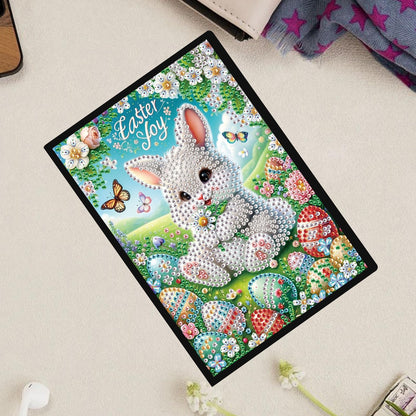 TDFERAN Notebook Easter Bunny 5D Diamond Painting Notebook Diamond Art Kits Notepads Rabbit Sketchbook Journal Book Diary Cross Stitch Journal Knowledge Record Book Suitable for Women