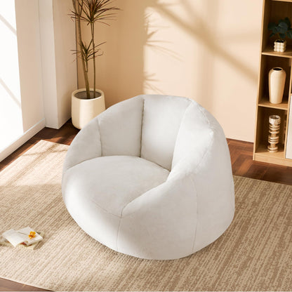 Gericco Swivel Giant Bean Bag Chair for Adults - Comfy Plush Round Shell Soft Accent Chair, Oversized Cozy Floor Sofa for Living Room, Bedroom & Game Rooms, Beige