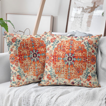 Boho Ethnic Pillow Covers 18x18 Inch Set of 2 Bohemian Rust Carpet Throw Pillows For Couch Burnt Orange Blue Teal Geometric Decorative Pillow Cases Farmhouse Home Decor For Couch Sofa Room Outdoor