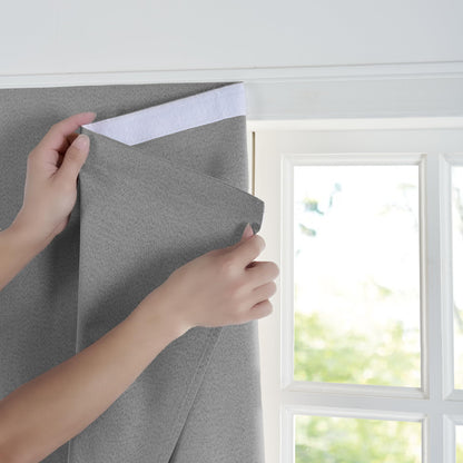 NICETOWN Grey Faux Linen 100% Blackout Blind Large Doorway Curtain Self Adhesive Drape, No Drill Easy to Install for Living Room Window Treatment, W59 x L84, 1 Panel