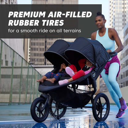 Baby Jogger® Summit X3 Double Jogging Stroller, Side by Side Double Stroller with Smooth Ride for Walking/Jogging, Compact Fold, All-Terrain Air Filled Tires, and All-Wheel Suspension, Midnight Black
