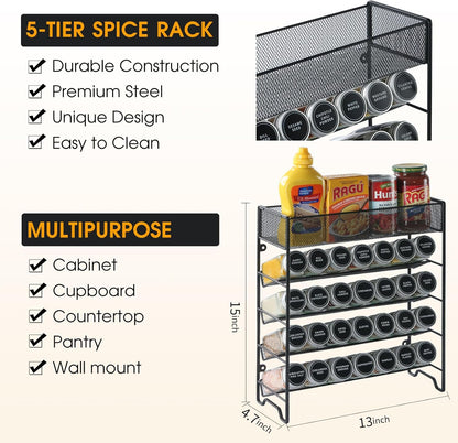 28 Set,Space-Saving Countertop, Skiileor Spice Rack Organizer with Empty Spice Jars,Spice Labels,Chalk pen and Funnel