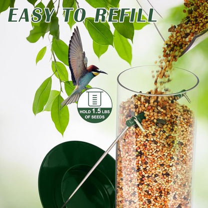 FEED GARDEN Metal Bird Feeder - 6-Port Squirrel Proof Tube Feeder, Weather Resistant, 13 Inch