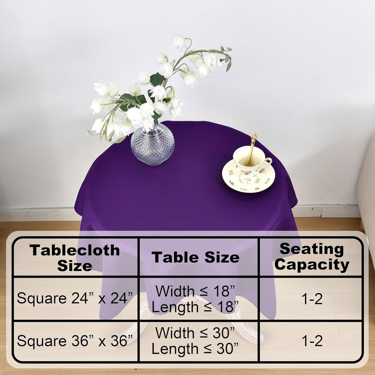 Viiamacki 36 36 Inch, Square Small Tablecloth, x Stain and Wrinkle Resistant Machine Washable Polyester Table Cloth