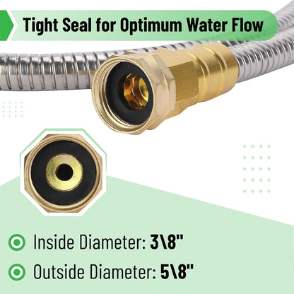 UNCO 10 Feet Stainless Steel Garden Hose - No Kink Design for Easy Handling and Durability