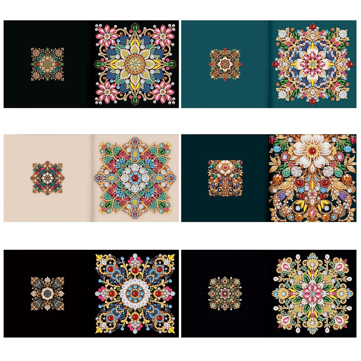 pigpigboss 6 Packs Mandala Diamond Art Greeting Card Kit, Flower Birthday Cards Paint with Diamonds, Special Shaped Diamond Painting Dots Cards Crafts for Adult Holiday Wishes and Blessing