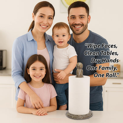 TheWolfard Handmade Fossil Grey Marble Paper Towel Holder – Natural Stone Stand with Subtle Fossil Patterns – Luxury Countertop Decor for Kitchen & Bathroom – Elegant Gift Idea
