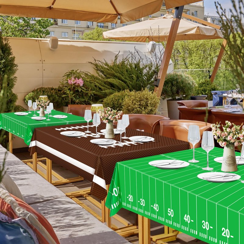 Esjay Football Party Decorations Supplies, Football Tablecloth Table Covers Disposable Plastic, Football Field Themed Birthday Decorations, 3 Pack (54x72inch), Green Green Brown