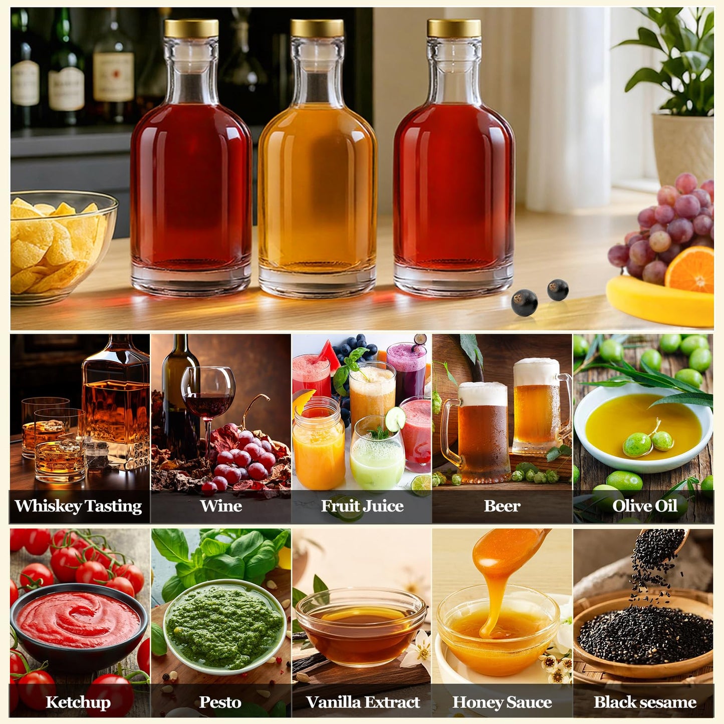 TBWIND 12 Pack 12oz/375ml Clear Glass Bottles with T-Top Cork Stoppers