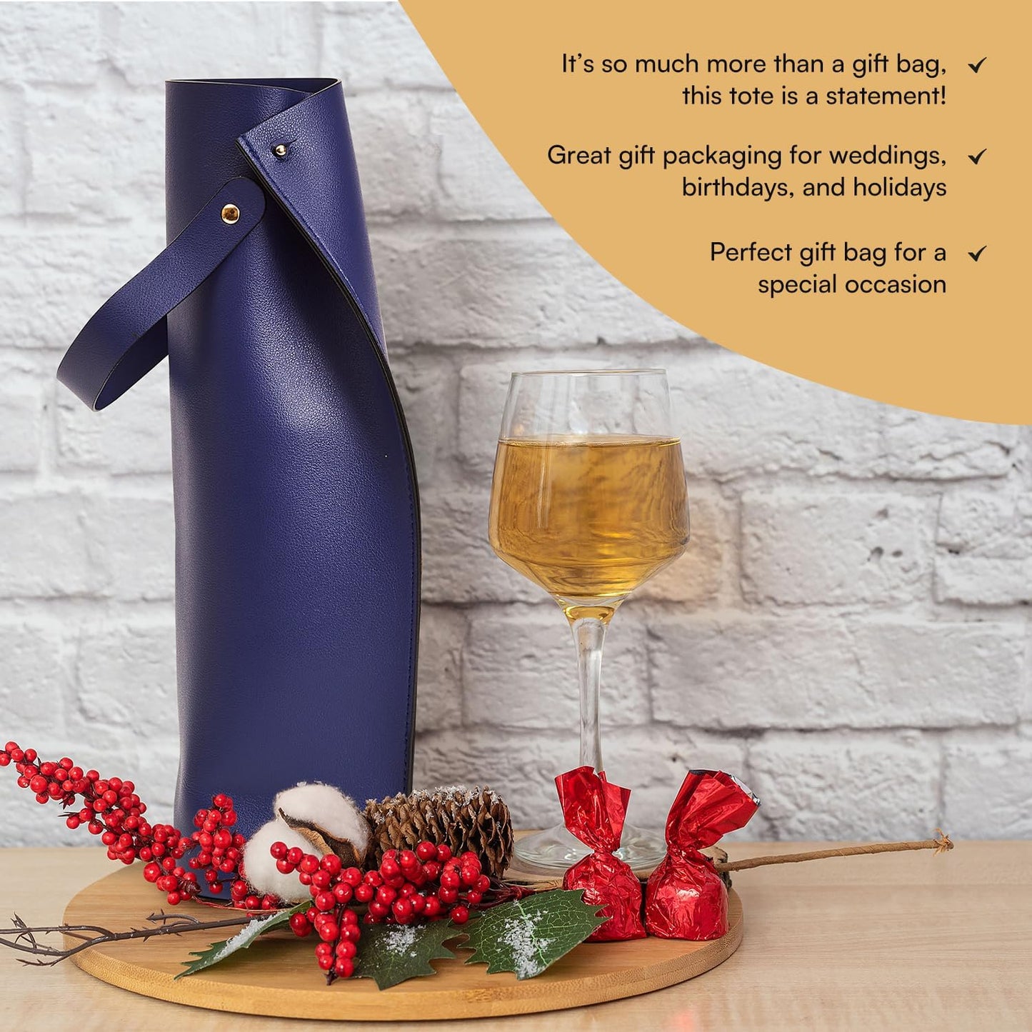 LEVARE Premium Wine Tote Carrier - Elegant Double-Layered Design for 750ML Wine & Champagne Bottles, Practical Gift