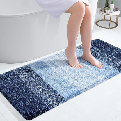 OLANLY Bathroom Runner Rug - Extra Soft Microfiber Mat with Rubber Backing | Quick Dry, Washable, 44x20 Inches, Navy