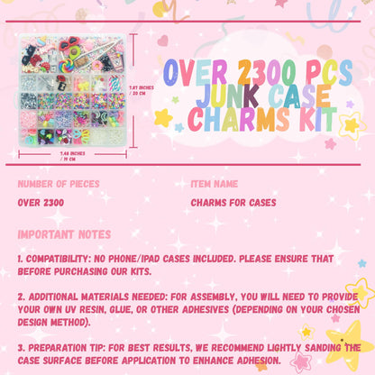 RidaaFri 3000 Pcs Junk Case Charms Kit, DIY Phone Case & Nail Decor with Big Charms, Kawaii Bows, Pearls, Rhinestones, Letter Beads for Aesthetic Personalization
