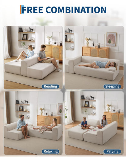 MilleLoom 108" Sectional Couches for Living Room, Modular Sectional Sofa with L-Shape Chaise,Ultra Soft Corduroy L Shaped Couch Bed,Perfect Comfy Couches for Living Room, No Assembly Required, Beige