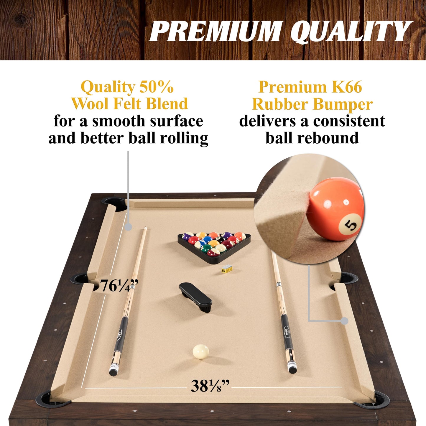 Barrington Monteray 7.5 ft Slate-Tech Pool Table 3-in-1 with Billiards, Table Tennis and Dining Top
