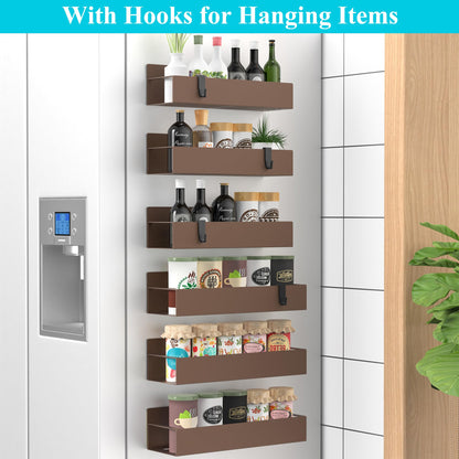 Metal 4 Pack Magnetic Spice Storage Rack Organizer for Refrigerator and Oven, Black Fridge Organizers and Storage