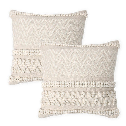 REDEARTH · Tufted Throw Pillow Cushion Covers - Boho Textured Woven Decorative Cases Set for Couch, Sofa, Bed, Farmhouse, Chair, Patio, Car - 100% Cotton (18x18 ; Boho Chic Natural) Pack of 2