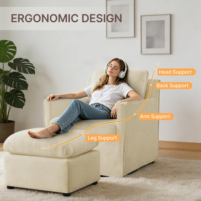 KISLOT Swivel Accent Chair with Ottoman, Rocking Recliner 360 Degree Swivel Armchair Machine-Washable Cover for Nursery Living Room Bedroom