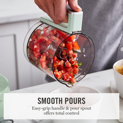 Martha Stewart 3 Cup Electric Food Chopper, Vegetable & Herb Mini Food Processor, 24oz BPA-Free Bowl, Stainless Steel Blades, Pour Spout, Dicing, Mincing, Chop & Puree, Dishwasher Safe, Honeydew
