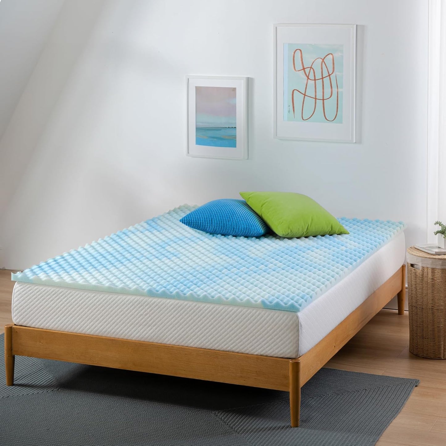 ZINUS 1.5 Inch Swirl Gel Cooling Memory Foam Mattress Topper – CertiPUR-US Certified, Full Size, Convenient Packaging
