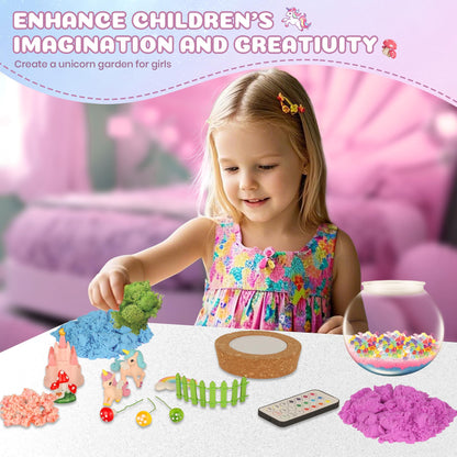 Nicella Unicorn Light-Up Terrarium Kit for Kids - LED Night Light Birthday Gift for Girls Ages 4 5 6 7 8-12 Year Old - Unicorn Toys for Girls - DIY Arts and Crafts Kit for Kids - Best Presents