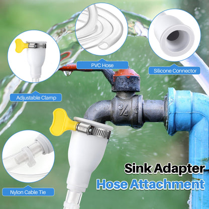 Frienda Faucet Hose Adapter for Sink, 6.1FT PVC Tube with Adjustable Faucet Connector, Hose Clamp & Zip Tie, Portable Water Transfer Accessories for Sink, Bucket, Outdoor Cleaning