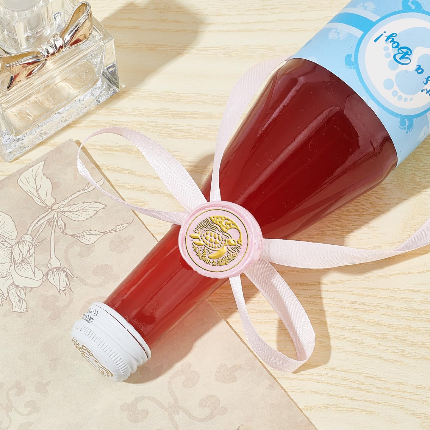 CRASPIRE Turtle Wax Seal Stamp Moon Star Retro Sea Animal Sealing Wax Stamp 30mm Removable Brass Head with Rosewood Handle for DIY Scrapbooking Invitation Gift Wrap Envelopes Wine Packages