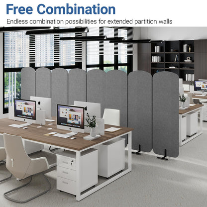 Natwind 5-Panel Office Room Divider, 122.8 x 71 inches Portable Office Partition, Freestanding Folding Privacy Wall for Cubicle & Temporary Indoor Space Separation (Dark Grey)