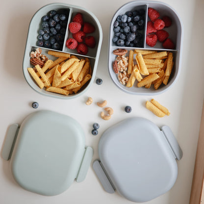 mushie Kids Bento Lunch Box | 3-Compartment & Removable Divider + Fork & Spoon Utensils | Great For Meals, School, Snacks On-the-Go | Dishwasher Safe (Sage)
