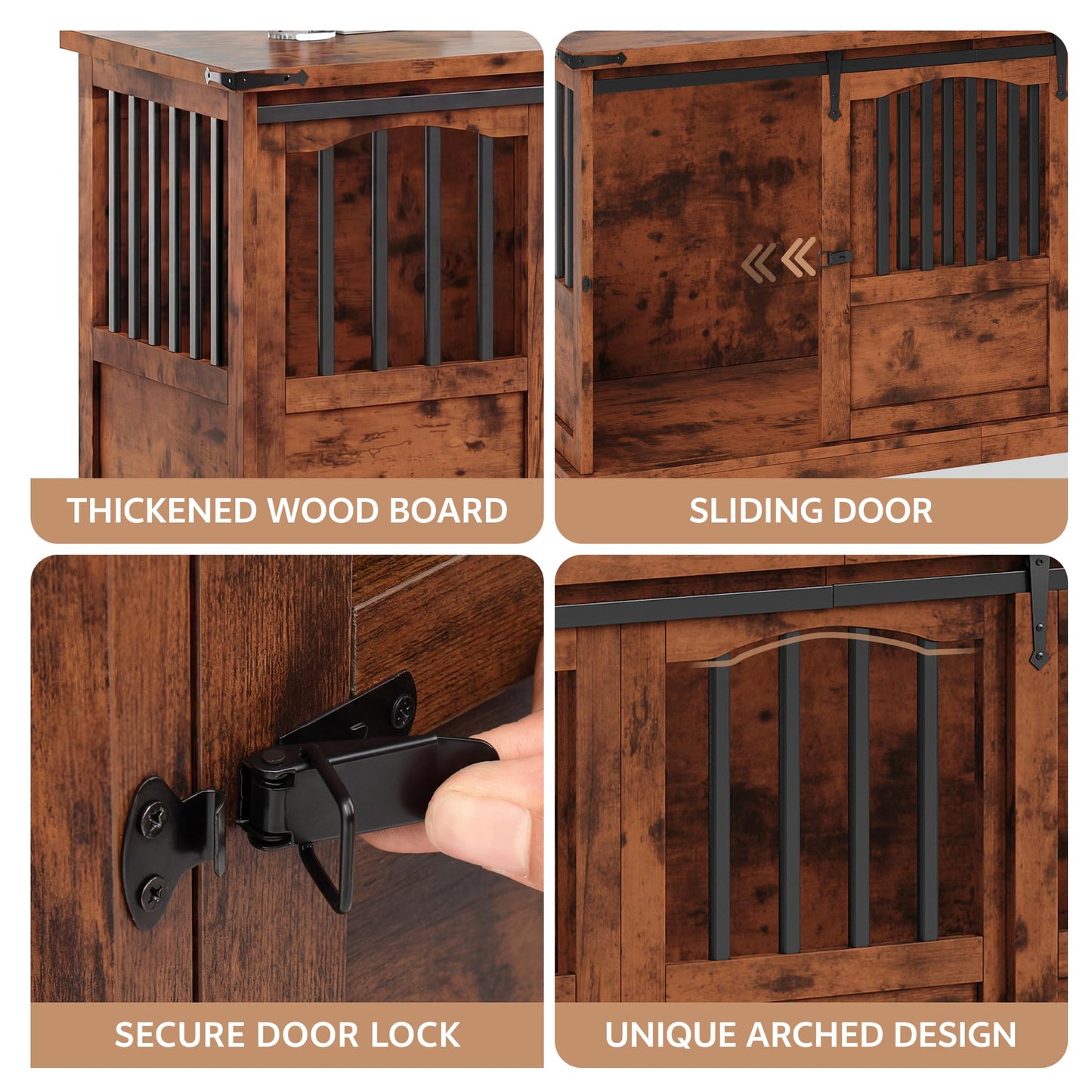 Homiflex Dog Crate Furniture with Barn Sliding Doors, 53" Large Dog Kennel Furniture Indoor with Divider for Medium Large Dogs, Heavy Duty Wooden Dog Cage Decorative TV Stand, Brown