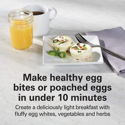 Hamilton Beach Sous Vide Style Electric Egg Bite Maker, Hard Boiled Egg Cooker & Poacher with Removable Nonstick Tray, Makes 2 in Under 10 Minutes, Teal (25511)