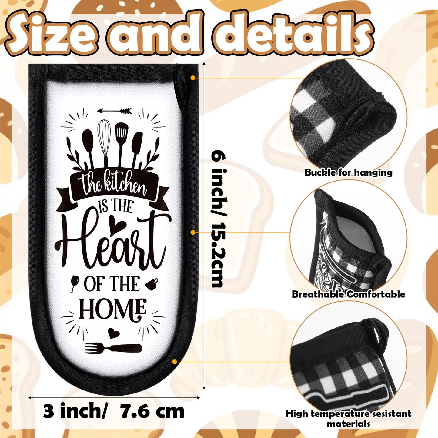 Patelai 8 Pcs Cast Iron Skillet Handle Cover Heat Resistant Pan Handle Sleeve Non Slip Pot Holders Home and Kitchen Theme Black and White Buffalo Plaid Handles Mitts for Kitchen Cooking Cookware Tools