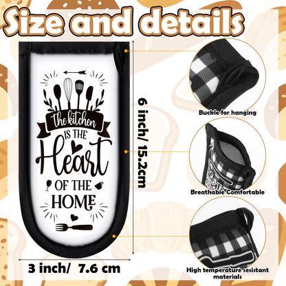 Patelai 8 Pcs Cast Iron Skillet Handle Cover Heat Resistant Pan Handle Sleeve Non Slip Pot Holders Home and Kitchen Theme Black and White Buffalo Plaid Handles Mitts for Kitchen Cooking Cookware Tools