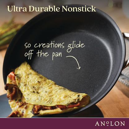 Anolon 83874 Nouvelle Copper Hard Anodized Nonstick Cookware Set / Pots and Pans Set - 11 Piece, Black Onyx