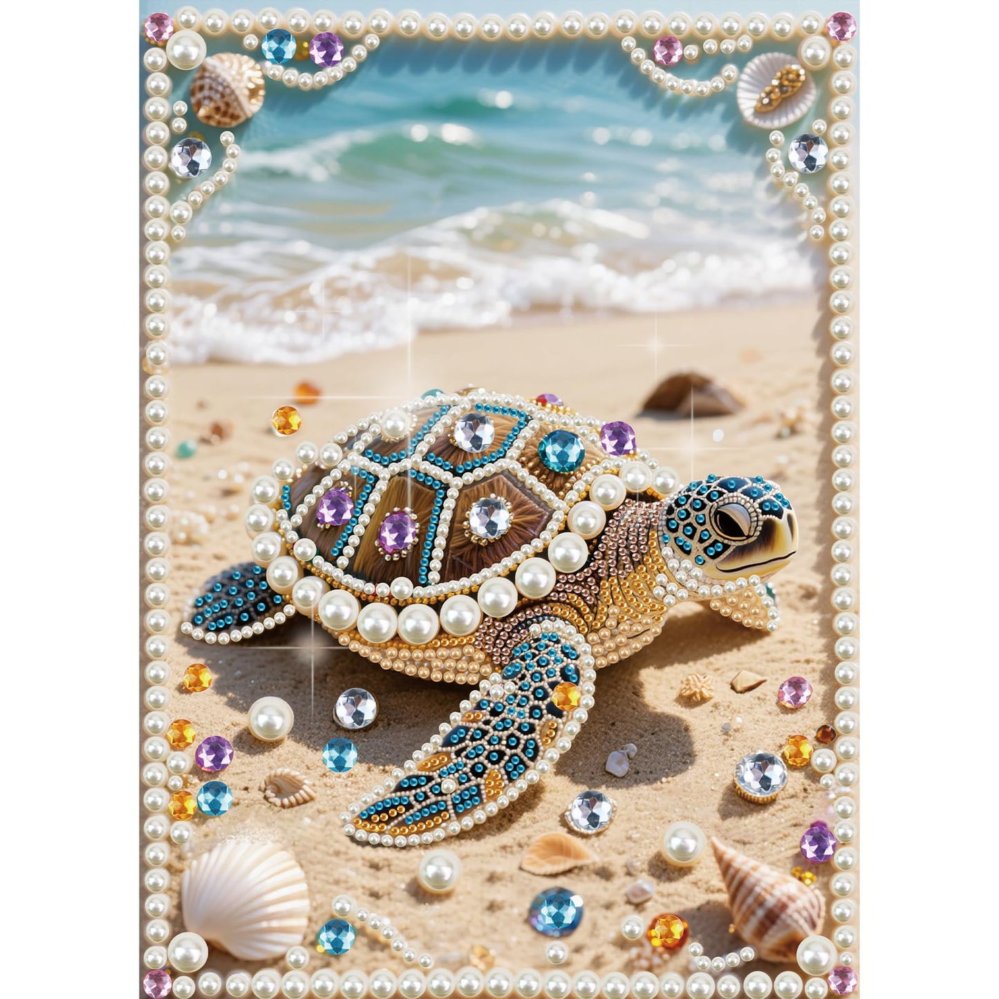 WSLWXSHM Pearl Diamond Painting Kits for Adults Sea Turtle, 5D Special Shape Diamond Art Kits for Beginners, Crystal Rhinestones Diamond Painting for Home Wall Decoration Gift 12×16inch Animal
