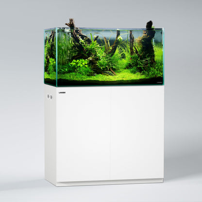 LANDEN Aquarium Wooden Stand and Cabinet for up to 44 Gal Tank, Fish Reptile Sea Salt WaterTank Stand, Nano Foam Leveling Mat Included, W35.5xD17.7xH31.5 in, Wooden Matte White Painted(Stand Only)