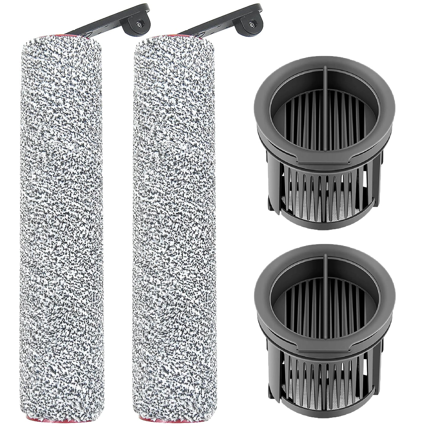 Brush Rollers and Filters Replacement Parts Compatible with Dreame H14/ H14 Pro Wet Dry Vacuum Cleaner (2 Roller Brushes, 2 Hepa Filter)