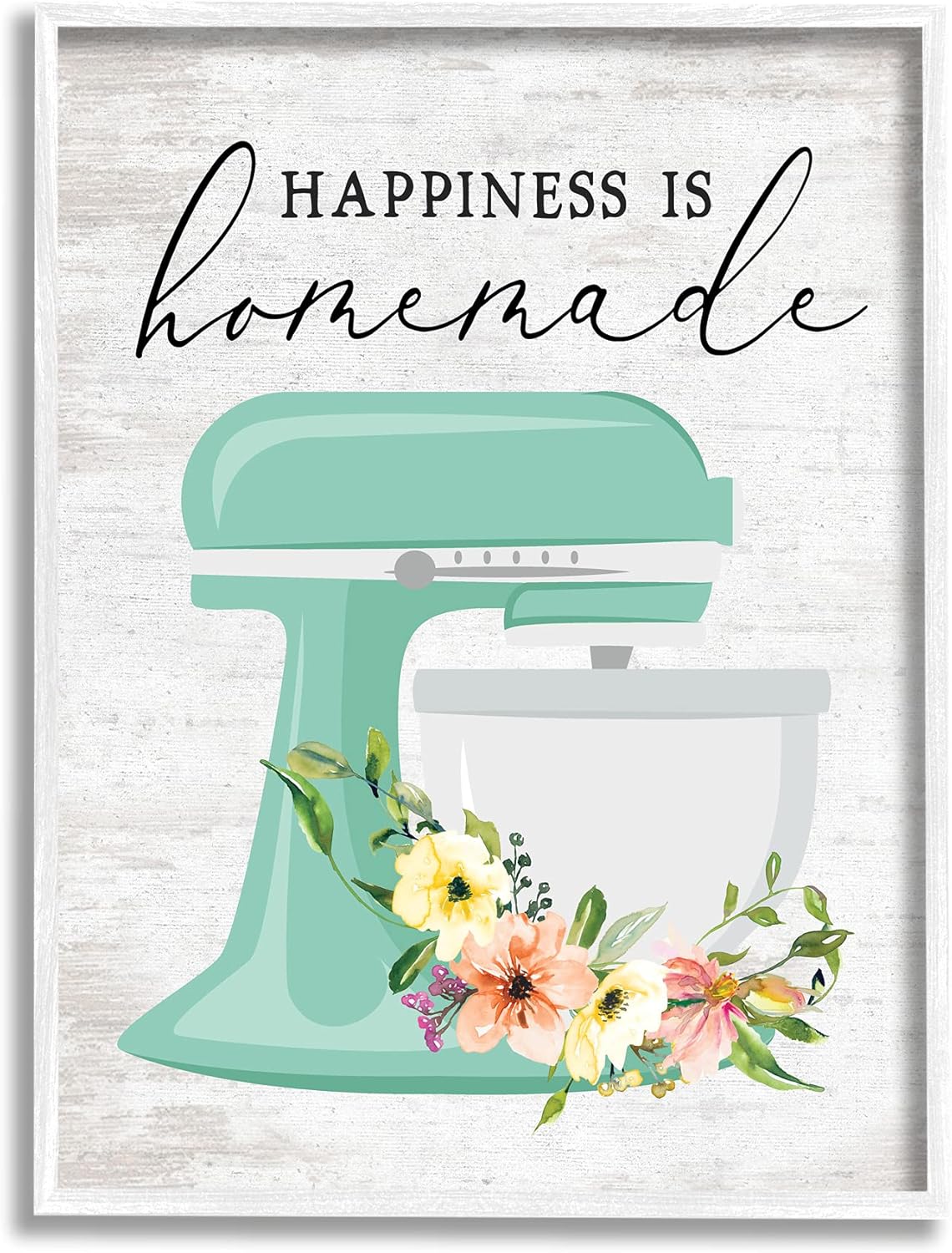 Stupell Industries Happiness is Homemade Phrase Floral Kitchen Wall Art, Designed by Lettered and Lined, 11 x 14