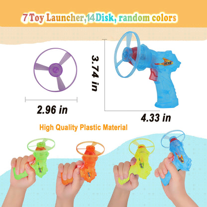 MOMSBIEND 7 Pack Launching Toy Flying Disc Shooters for Kids,Cyclone Gyro Launcher Flying Saucer Ejection Spinning Top Indoor & Outdoor Play for Kids Ages 5+,Cat Propellers,Interactive Cat Toy