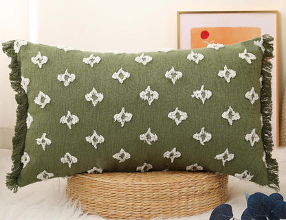 16x26 Tassel,3D Boho Long Lumbar Pillow Cover with Flower Patterned Cotton Decorative Long Lumbar Pillow Cover Pillow