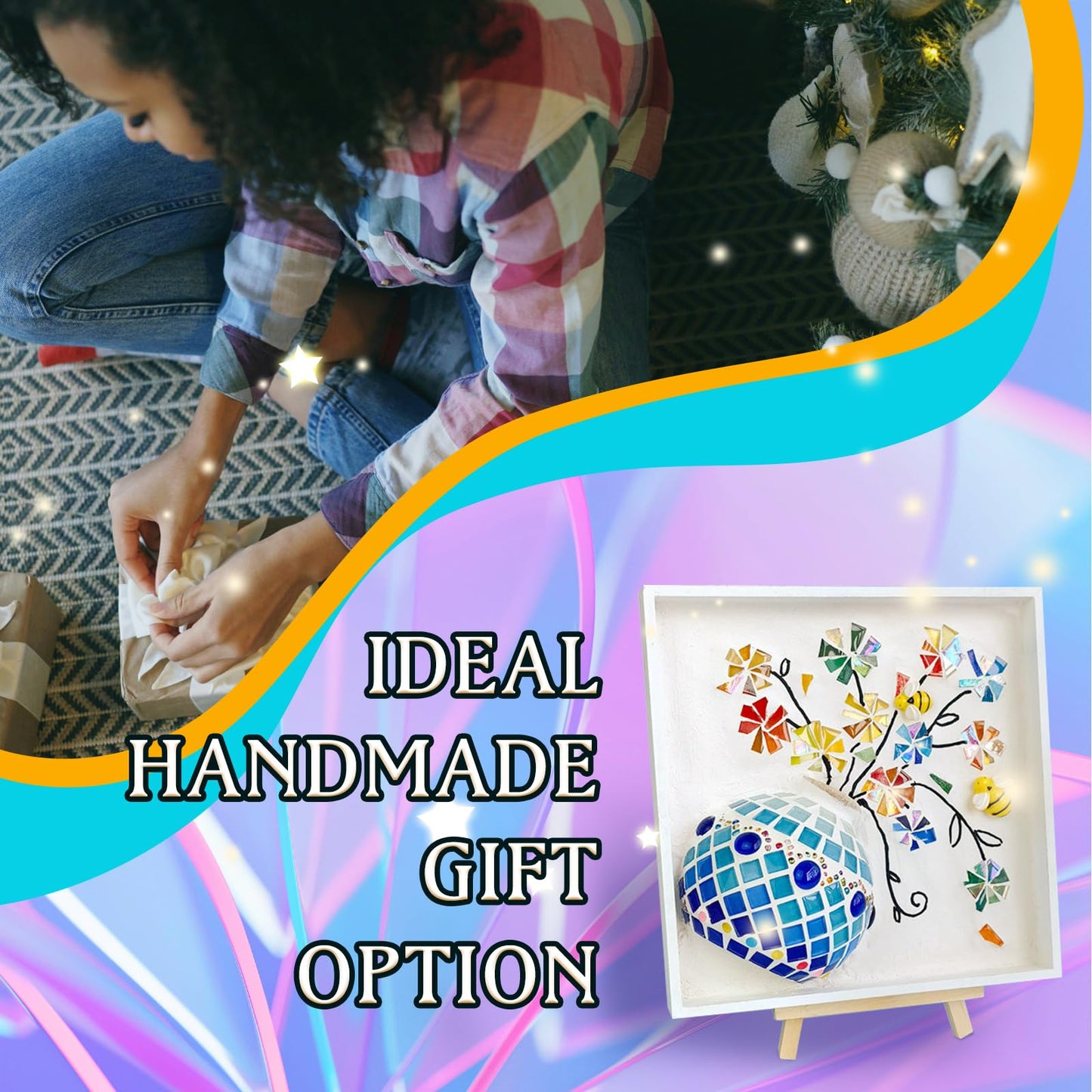 BOOPANREE Sea Glass Art Kit,DIY Resin Beach Art Kit,DIY Mosaic Arts and Craft Kits Ocean Painting Kit,2026 New Resin Sea Glass Art Kits,for Home Decoration, Bookshelf, Office, Windowsill (Style-A)