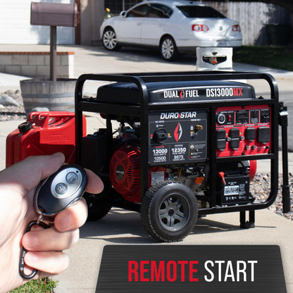 DuroStar DS13000MX 13,000-Watt 500cc Dual Fuel Portable Generator - Gas and Propane, Remote Electric Start, Whole Home Power Backup, Transfer Switch Ready, RV & Emergency Ready