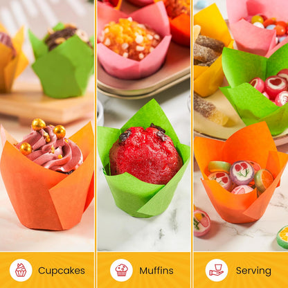 Tulip Cupcake Liners, 160pcs Muffin Liners for Baking by Baker’s Signature, Sturdy, Greaseproof, Easy to Use