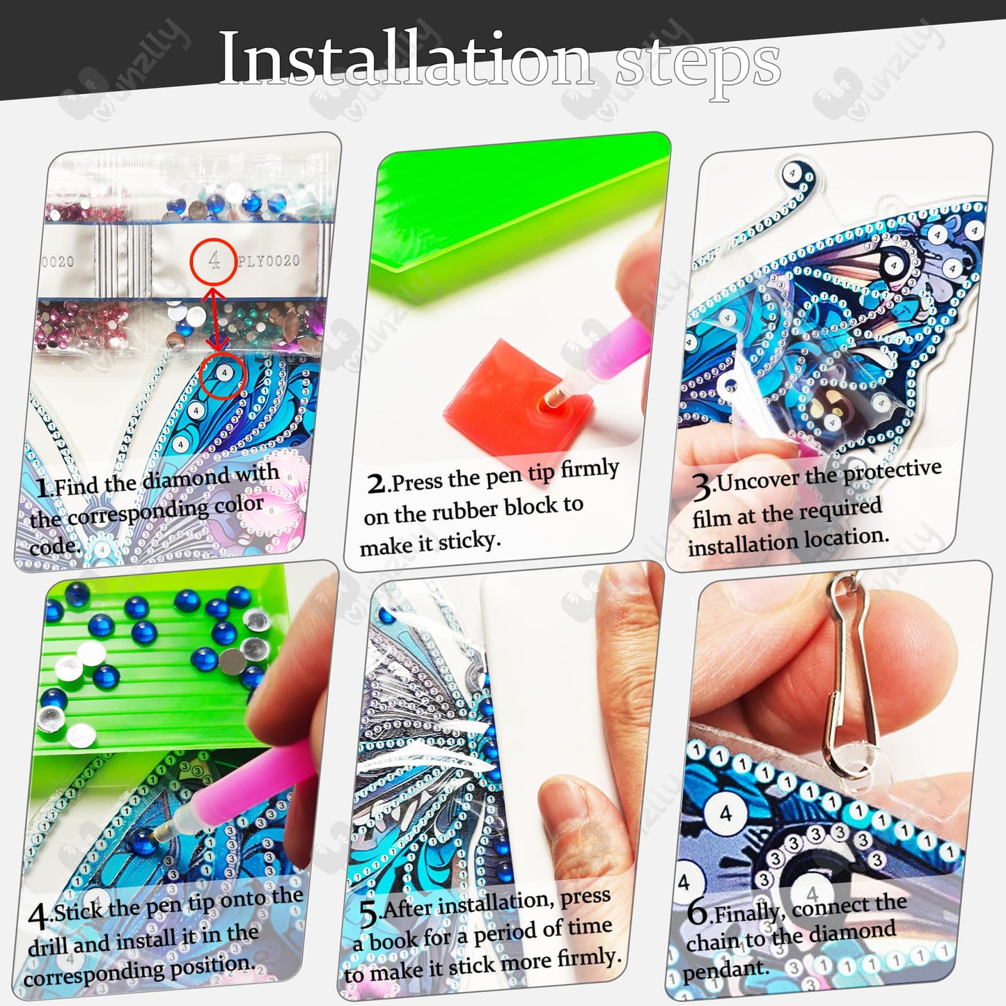 Yunzlly DIY Hanging Diamond Art Pendant Kit Bird, Special Crystal Double Sided Diamonds Painting Ornament Kit for Adults, Acrylic Gem Painting Board for Window Decor