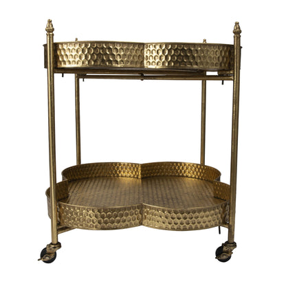Metal Clover Shaped Bar Cart in Gold