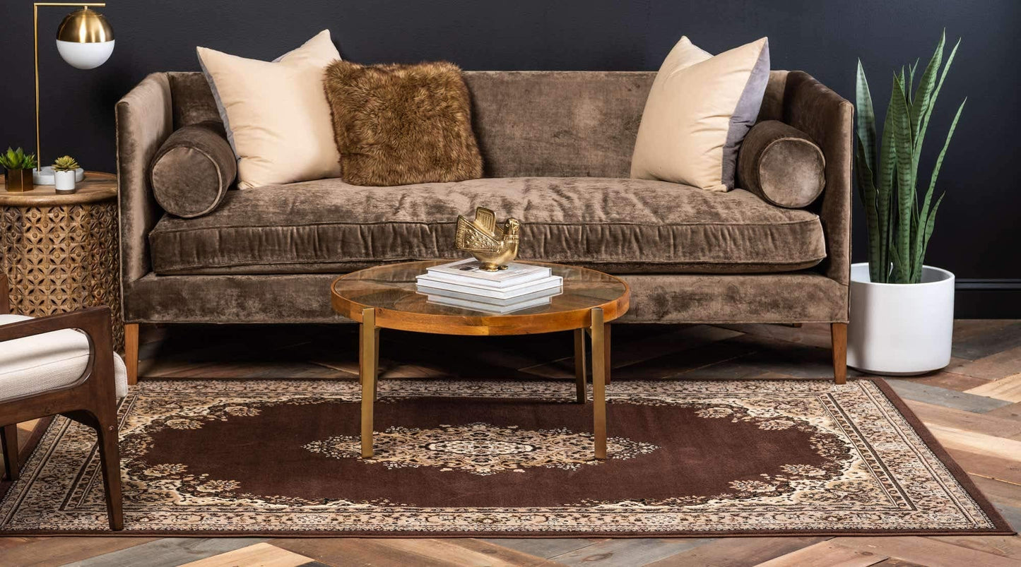 Unique Loom Reza Collection Traditional Persian Style Area Rug, 9 ft 10 in x 13 ft, Brown/Ivory