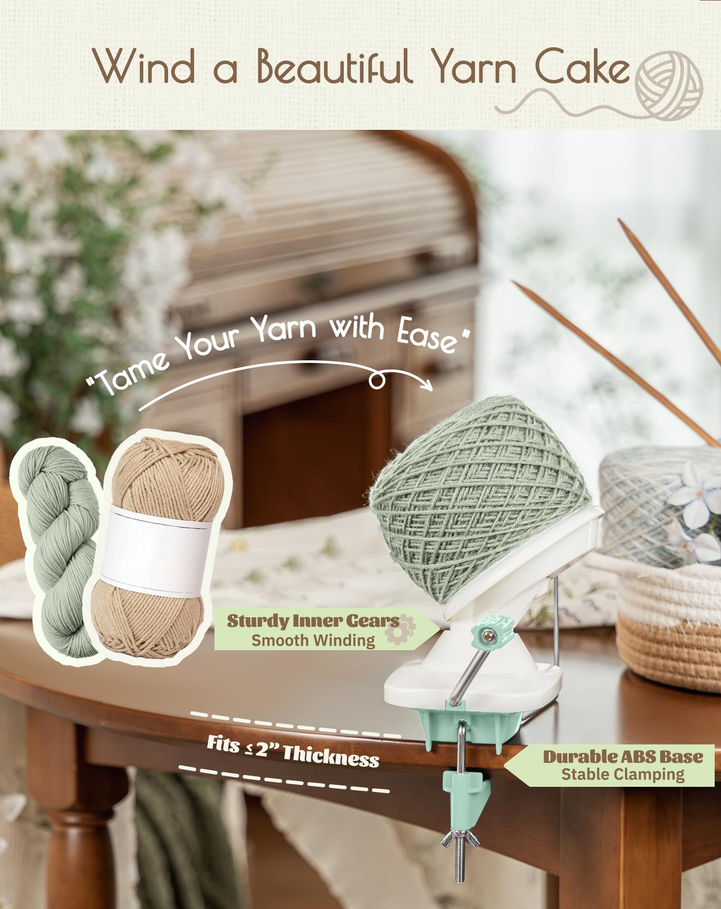 Adhafera Yarn Winder, Yarn Ball Winder for Crocheting, The Helper for Yarn Collection Lovers