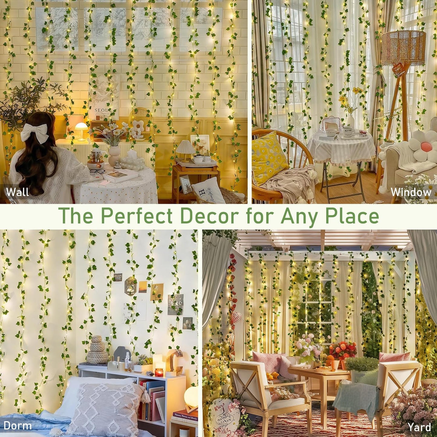 200 6.5ft 6.5ft JMEXSUSS Vines Lights for Bedroom, LED Vines Fairy Lights, Artificial Ivy Leaf Light for Wall Curtain